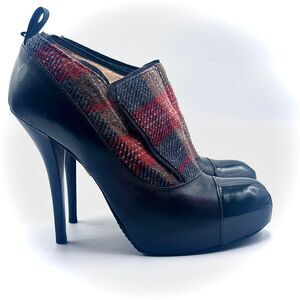 L.A.M.B. Gwen Stefani Plaid Tweed Platform Stiletto Booties Size 7.5